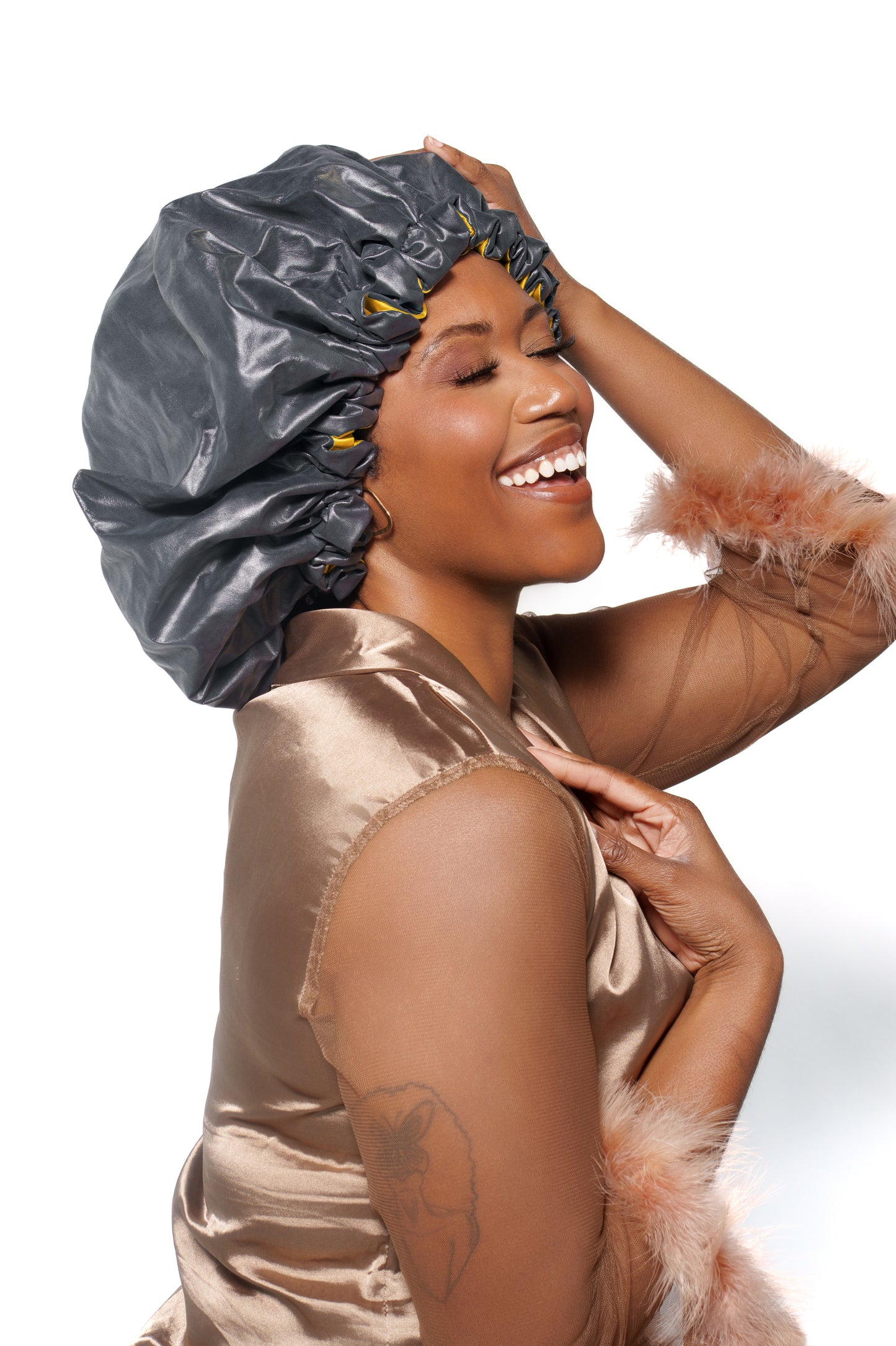Black Oppulence - Satin Lined Hair Bonnét